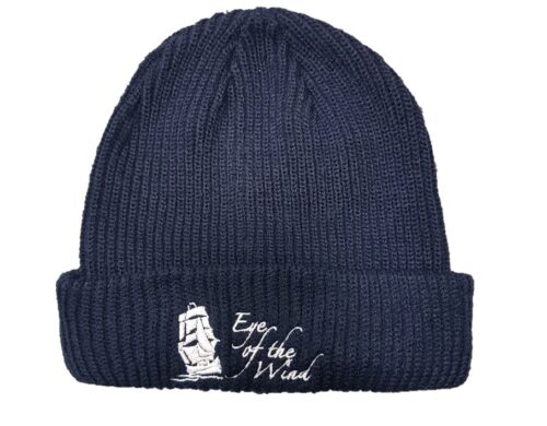 Strickmütze blau mit Segelschiff
