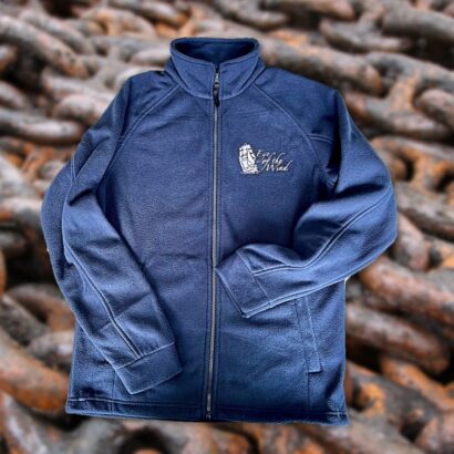 Outdoor Microfleece Jacke marineblau mit Segelschiff