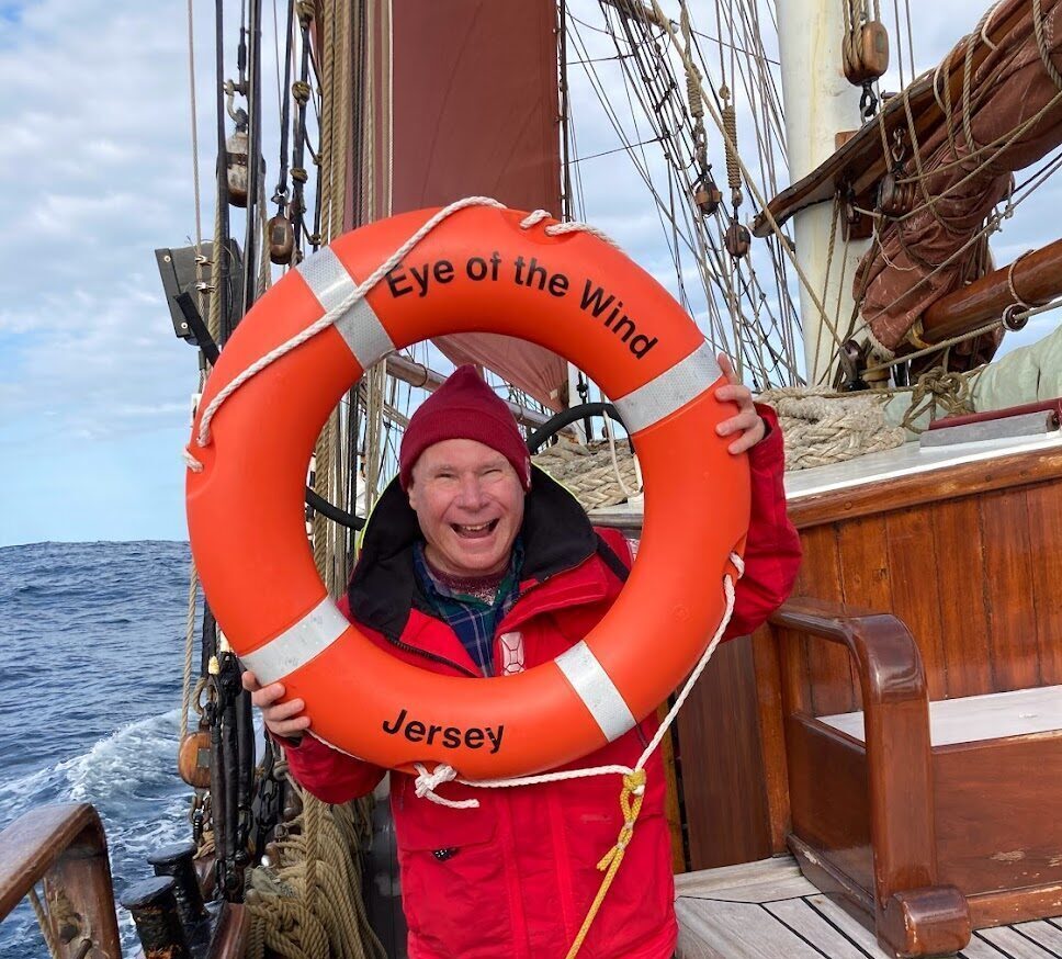 Person mit Rettungsring
