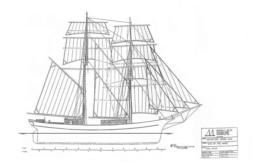 Linienriss Seitenriss Werftzeichnung Segelschiff