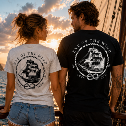 T-Shirt schwarz grau 50 Jahre Eye of the Wind